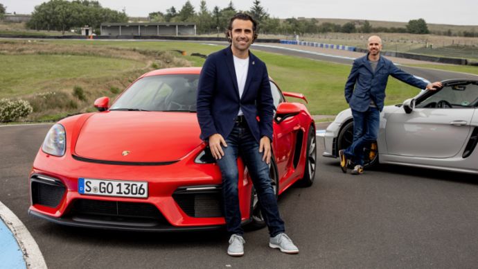 Dario and Marino Franchitti, Cayman GT4, 718 Spyder, 2019, Porsche AG