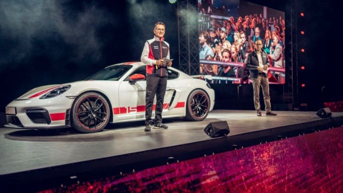 Alexander Pollich, Alexander Fabig, l-r, 718 Cayman GT4 Sports Cup Edition, Sportscar Together Day, 2019, Porsche AG