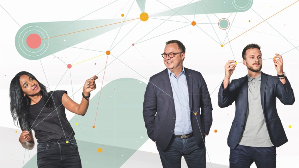 Kisanet Habte, Michael Pohl and Lars Sielaff, l-r, 2020, Porsche AG