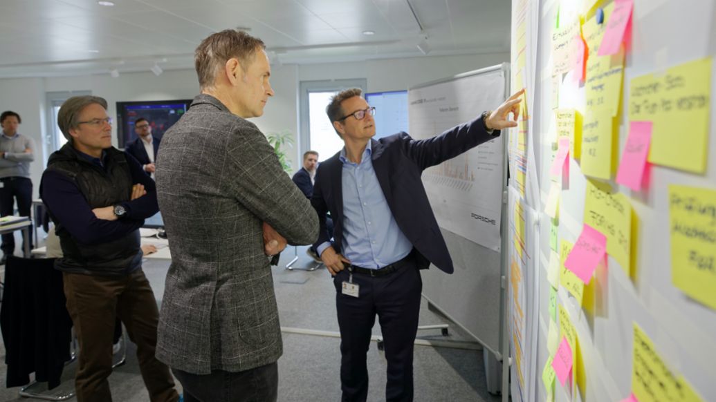 Andreas Haffner (izquierda), Oliver Blume (centro), Equipo de Gestión de Crisis, 2020, Porsche AG