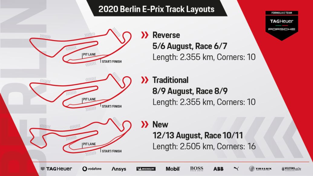 Track Layouts, Berlin E-Prix, Formula E, 2020, Porsche AG