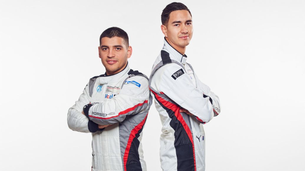 Ayhancan Güven y Jaxon Evans (i-d), pilotos Júnior, Porsche Mobil 1 Supercup, 2020, Porsche AG