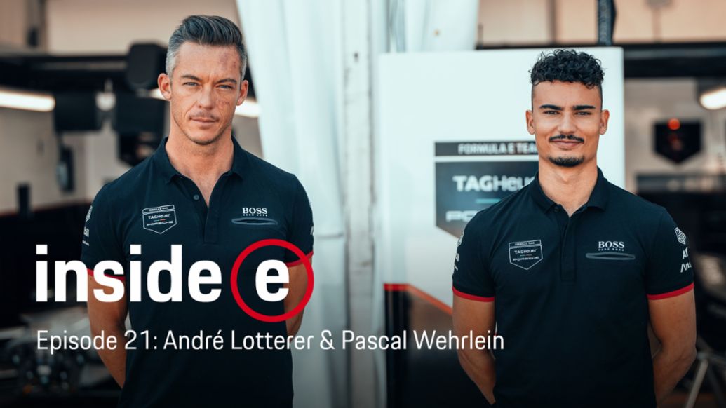André Lotterer, Pascal Wehrlein, l-r, Inside E Podcast, 2021, Porsche AG