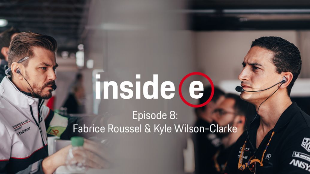 “Inside E” podcast, episode 8 with Fabrice Roussel and Kyle Wilson-Clarke, l-r, 2020, Porsche AG