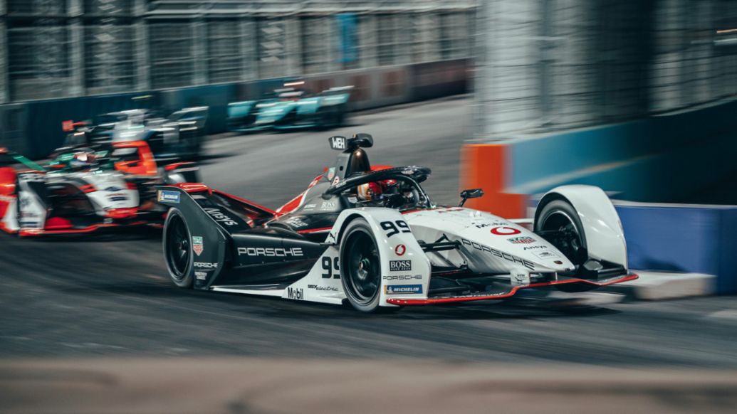 99X Electric (nº 99), Pascal Wehrlein, Fórmula E, E-Prix de Diriyah, carrera 2, 2021, Porsche AG