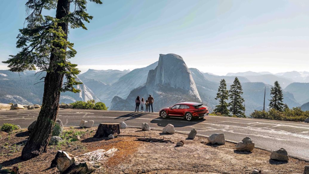 John Chuldenko y su familia, Taycan 4 Cross Turismo, Parque Nacional de Yosemite, 2021, Porsche AG