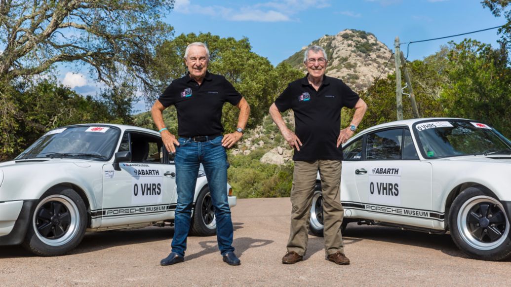 Gérard Larrousse y Vic Elford (i-d), 911 SC RS, 17 Tour de Corse histórico, 2017, Porsche AG