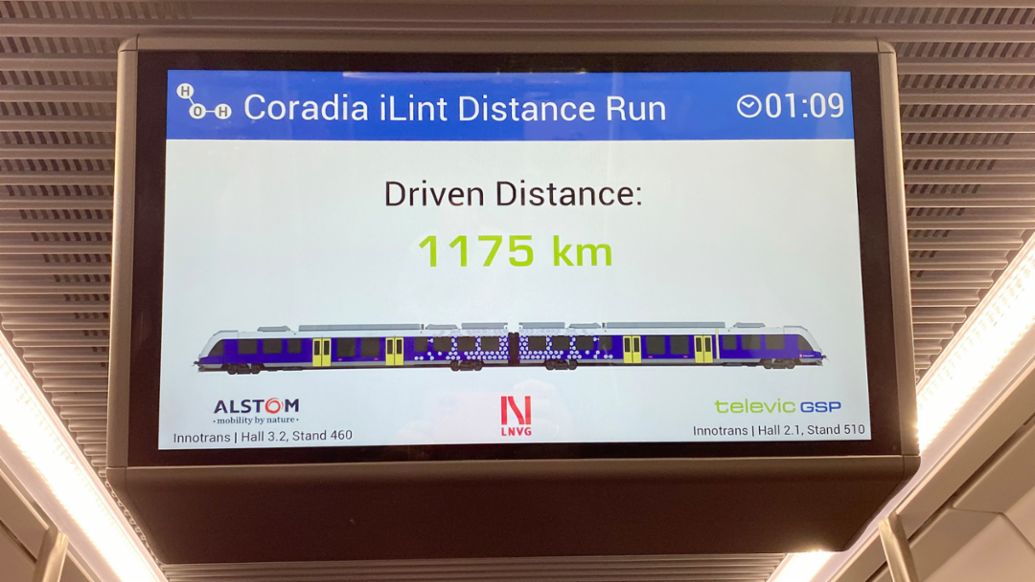 Alstom engineer Markus Steinbach covered 1,175 kilometers of track on a long-distance route during his world-record trip with the Coradia iLint—on just one filling of hydrogen, 2023, Porsche Consulting