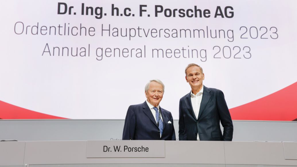 Aufsichtsratsvorsitzender Dr. Wolfgang Porsche, Vorstandsvorsitzender Oliver Blume, Porsche-Hauptversammlung 2023, Porsche AG
