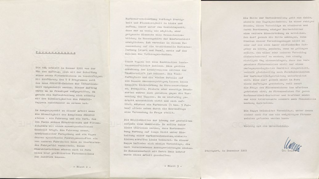 Original correspondence from 1961, 2023, Porsche AG