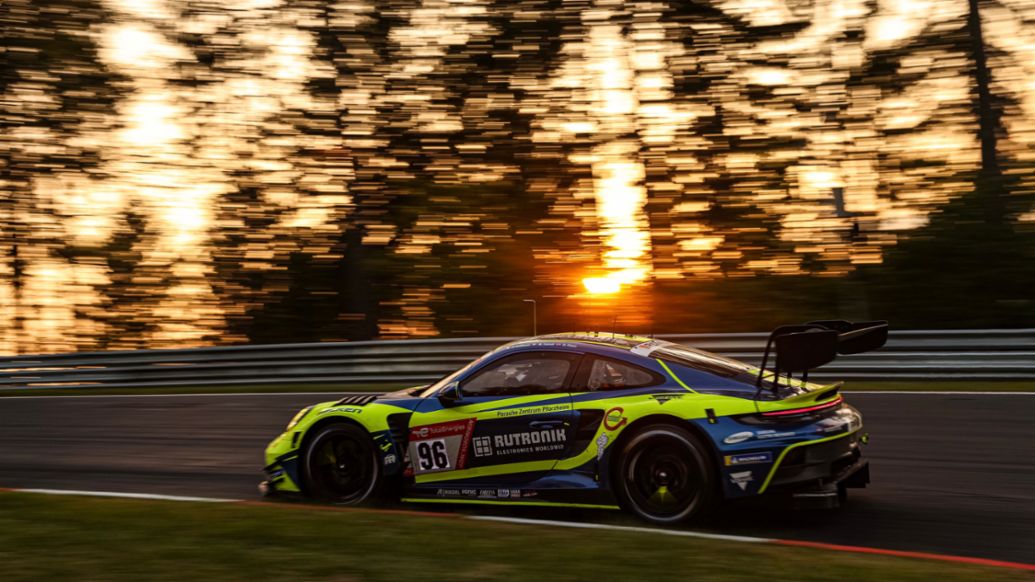 Porsche 911 GT3 R, Rutronik Racing (#96), Dennis Olsen (N), Matteo Cairoli (I), Julien Andlauer (F), Nürburgring 24 hours, 2023, Porsche AG
