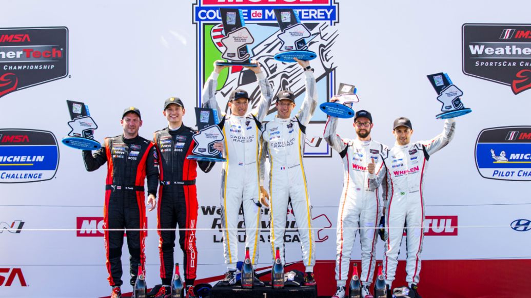Podium GTP Class, IMSA WeatherTech SportsCar Championship, Race 4, Laguna Seca, 2023, Porsche AG
