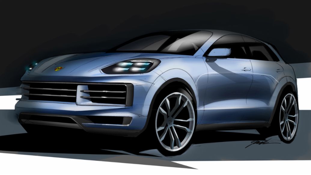 Der neue Cayenne, Designskizze, 2023, Porsche AG