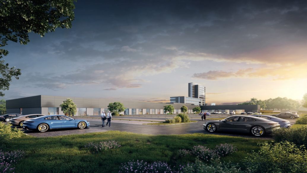 Porsche Qualifizierungszentrum Bietigheim-Bissingen, Visualisierung, 2024, cruu architecture