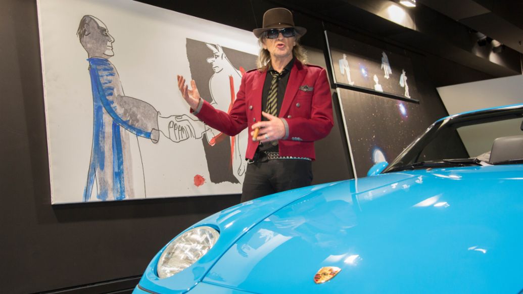 Udo Lindenberg, Porsche-Markenbotschafter, Sonderausstellung "Porsche. Panik. Power.", Porsche Museum, 2015, Porsche AG 