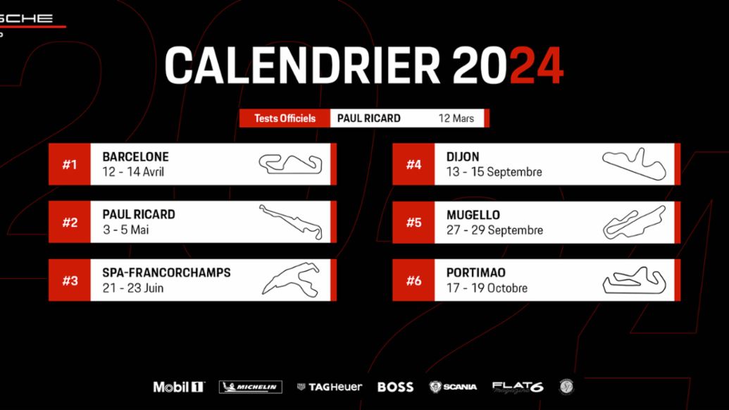 Calendrier Porsche Carrera Cup France 2024
