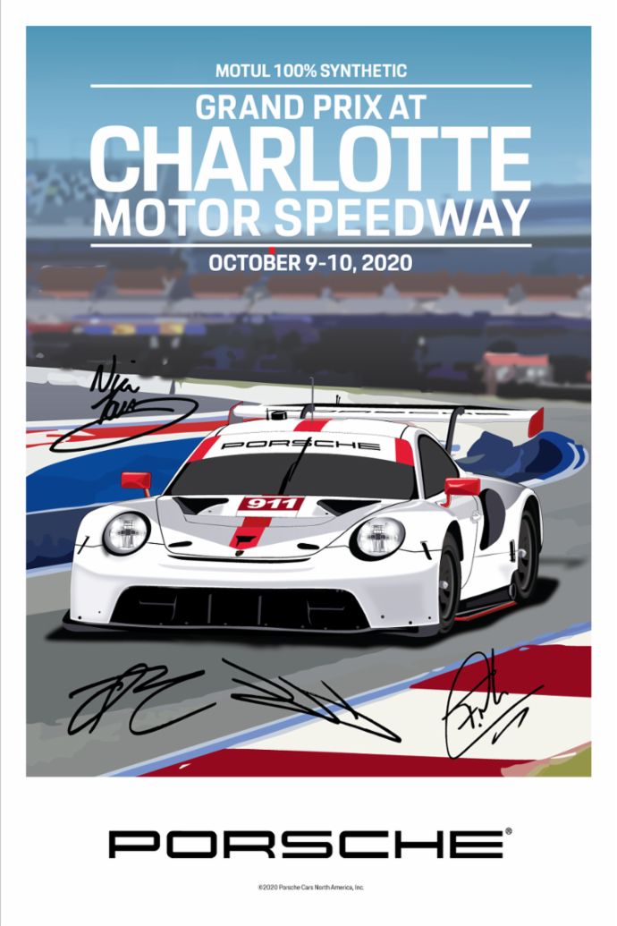Grand Prix at Charlotte Motor Speedway, IMSA WeatherTech SportsCar Championship, signed poster, 2020