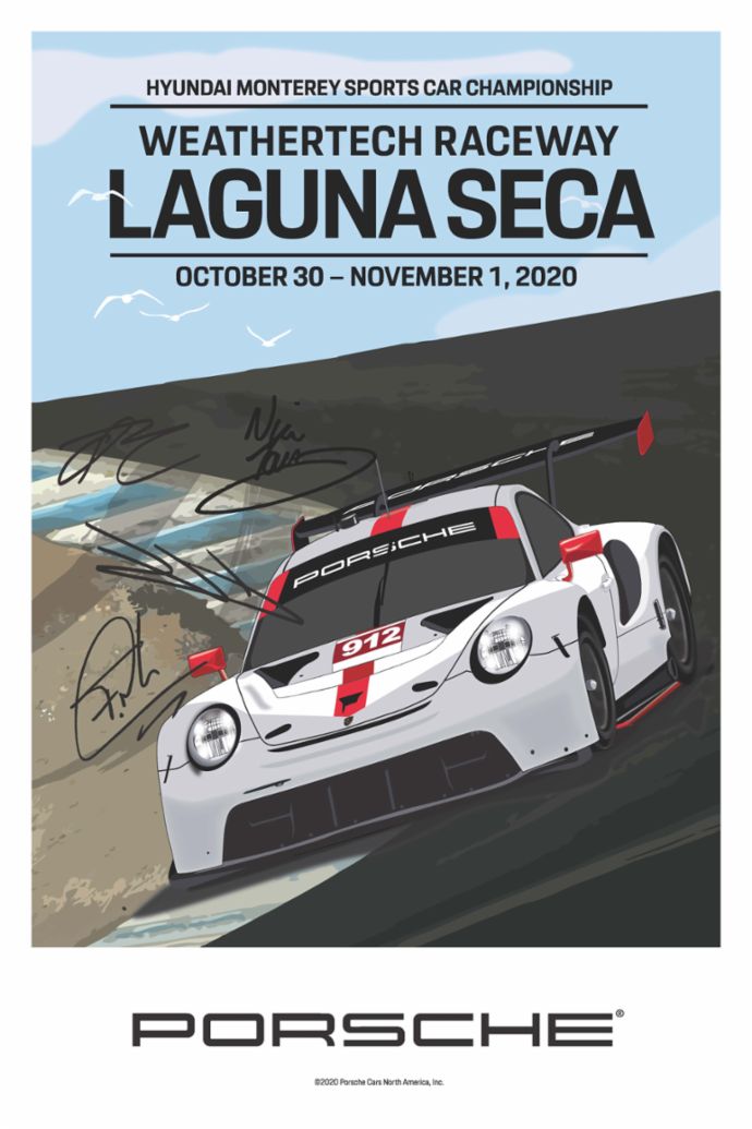 Monterey Sports Car Championship, IMSA WeatherTech SportsCar Championship, Laguna Seca, signed poster, 2020