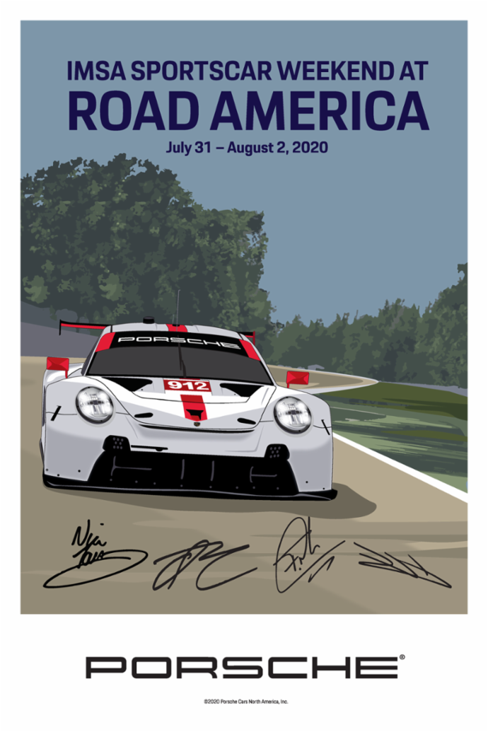 Road America, IMSA WeatherTech SportsCar Championship, signed poster, 2020
