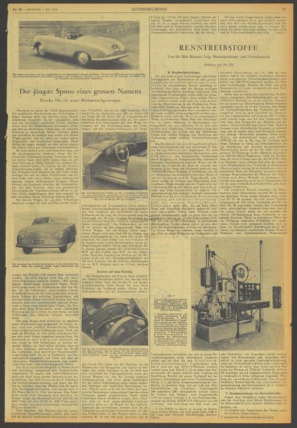 Erster Testbericht eines Porsche Sportwagens in der Automobil-Revue (CH), 1948, Porsche AG