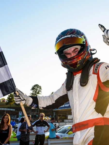 Riley Dickinson celebrates Race 1 Win at MRRA, 2019, PCNA