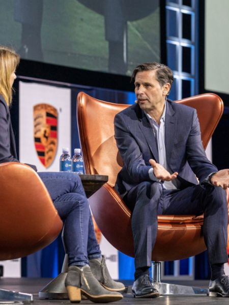 Klaus Zellmer speaking at AutoMobility LA, 2019, Porsche AG