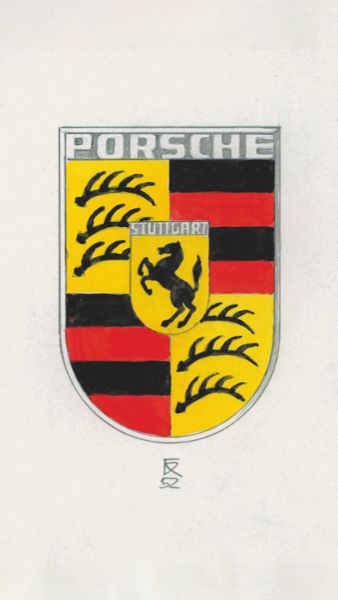 Erster Entwurf des Porsche Wappen, 2023, Porsche AG