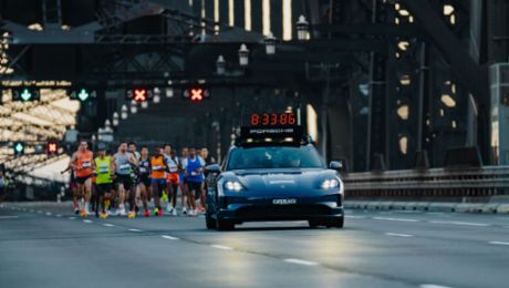 The new Porsche Taycan heads the field at this year’s TCS Sydney Marathon, presented by ASICS