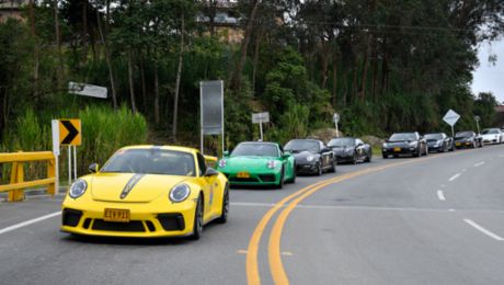 La salida simultánea se dio desde los tres Porsche Center de Colombia: Bogotá, Medellín y Cali.