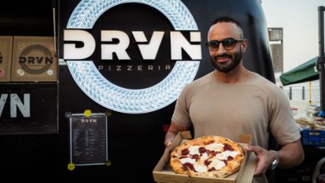 DRVN by Porsche one-off pizza a hit over Icons of Porsche weekend
