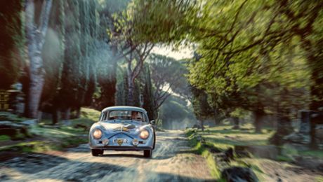 The Porsche 356 on the road back to Rome