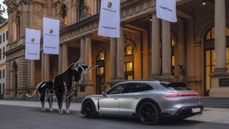 Porsche in turbo mode as it enters the DAX