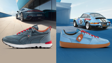 Porsche celebrates 75 years with two limited sneaker editions:  ‘Rennsport Reunion 7 – Mirage Sport Tech Trainers’ and  ‘60 Years 911 Collection’