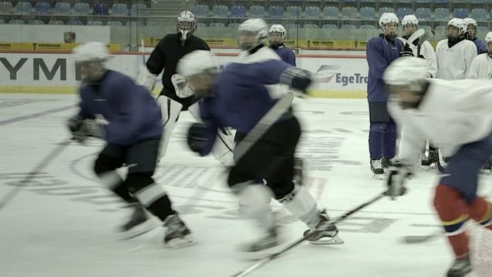 Eishockey Spielwechsel simulieren, 2021, Porsche AG