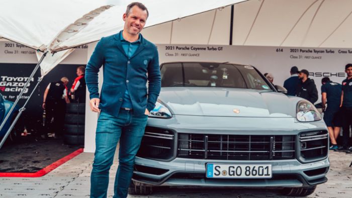 Paul Casey tests the Cayenne Turbo GT at the Goodwood Festival