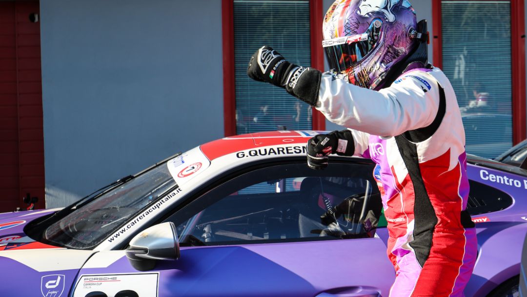 Porsche Carrera Cup Italia, a Imola Quaresmini vince gara 1 tra colpi di scena