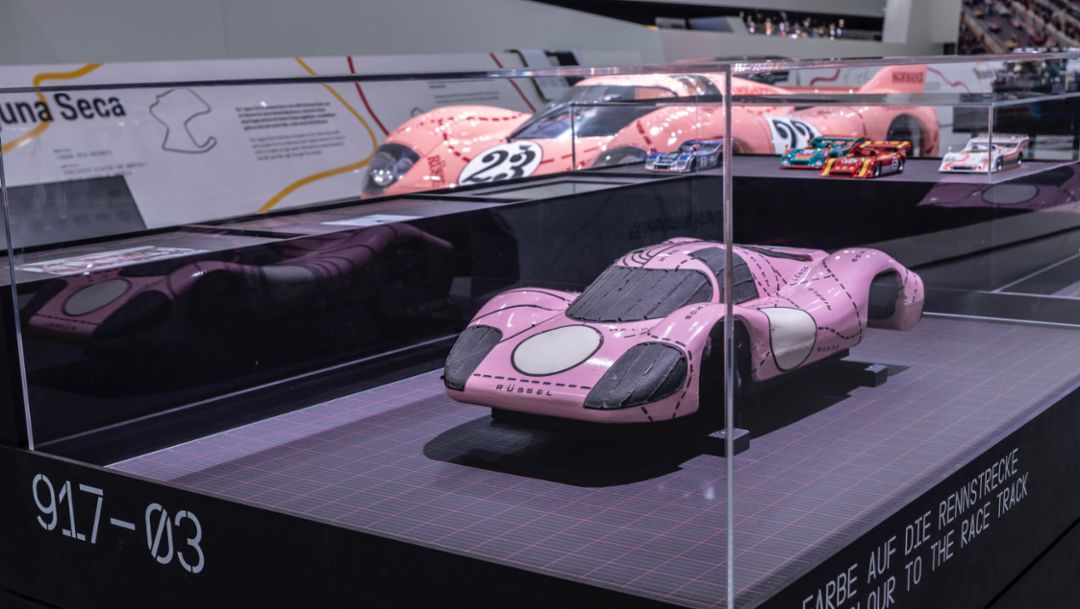 Студийный макет 917/20, выставка «50 лет Porsche 917 – Colours of Speed», музей Porsche, 2019, Porsche AG