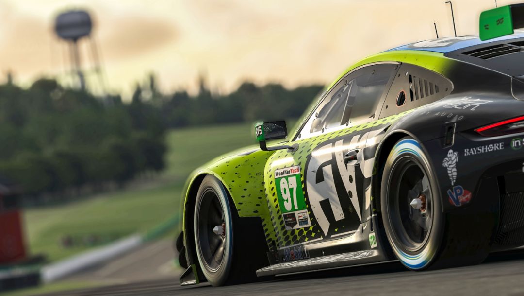 Podium result for Porsche at the virtual Virginia International Raceway