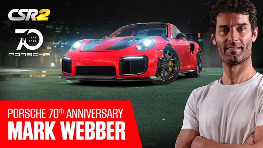 Porsche brand ambassador Mark Webber and the GT2 RS in CSR2