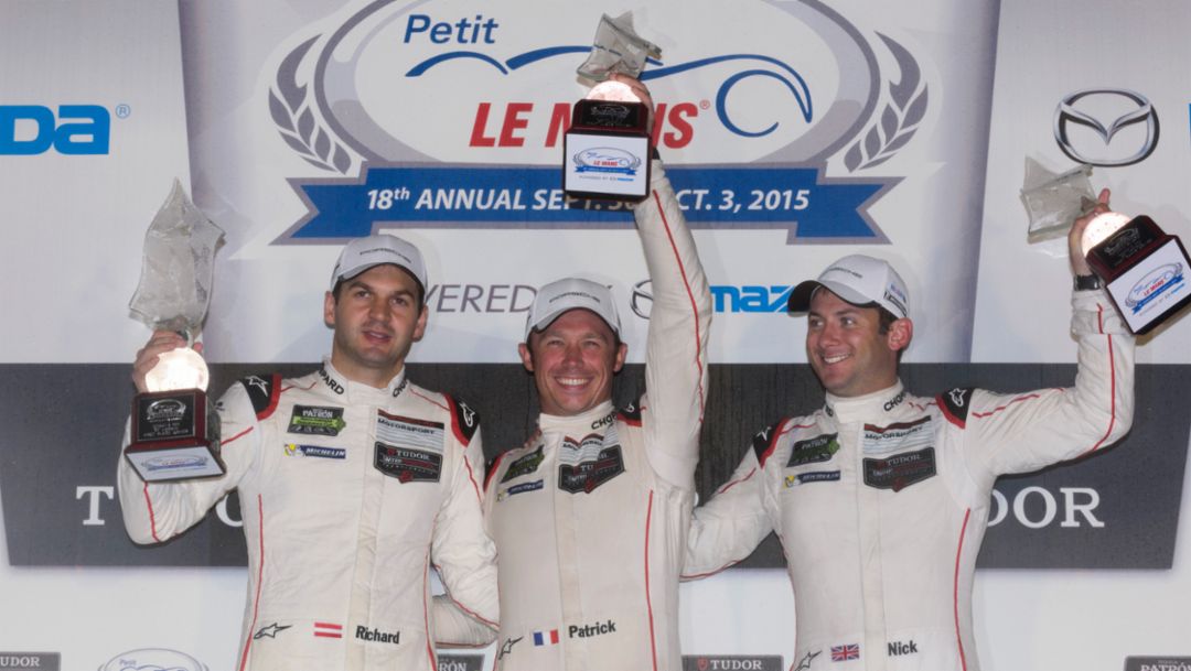 l-r Richard Lietz, Patrick Pilet, Nick Tandy, United SportsCar Championship, Braselton/USA 2015, Porsche AG