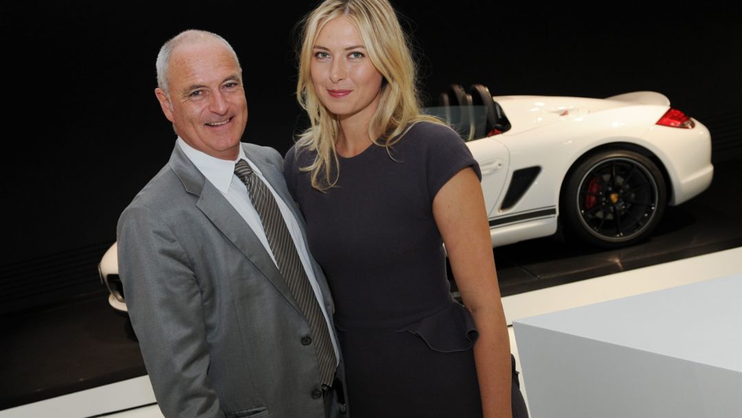 Turnierdirektor Markus Günthardt und Porsche-Markenbotschafterin Maria Sharapova
