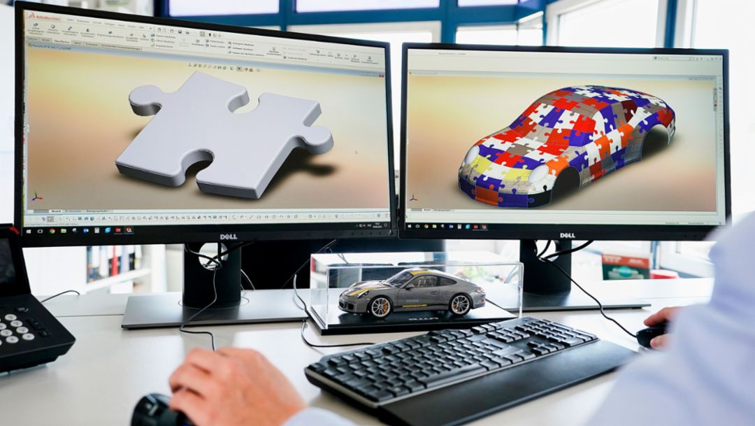 3D puzzle of the 911 R, toy manufacturer Ravensburger, 2018, Porsche AG