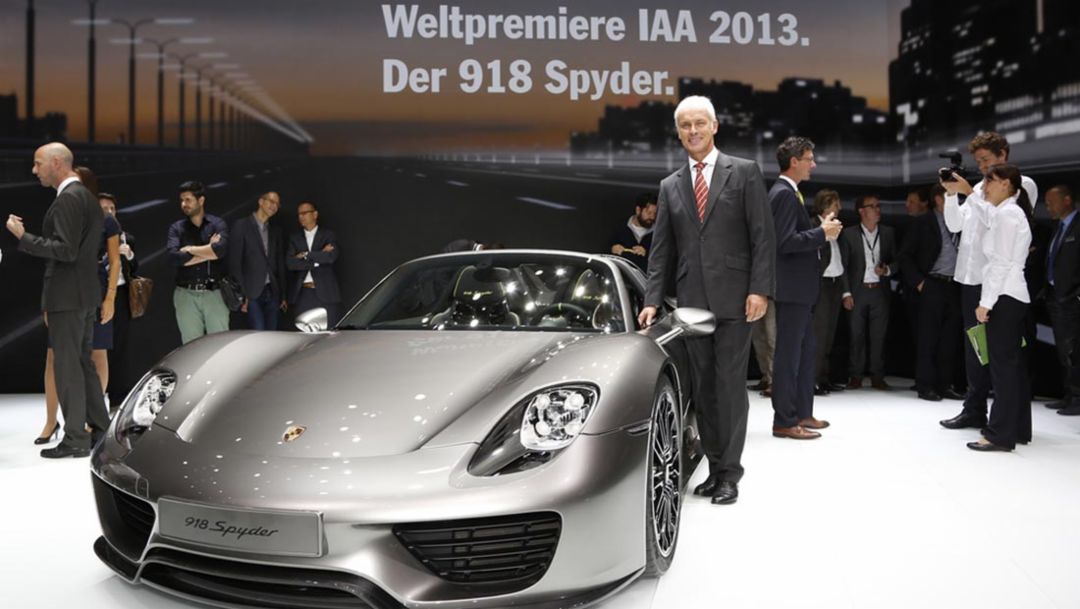 Matthias Mueller, CEO, 918 Spyder, International Motor Show, 2013, Porsche AG