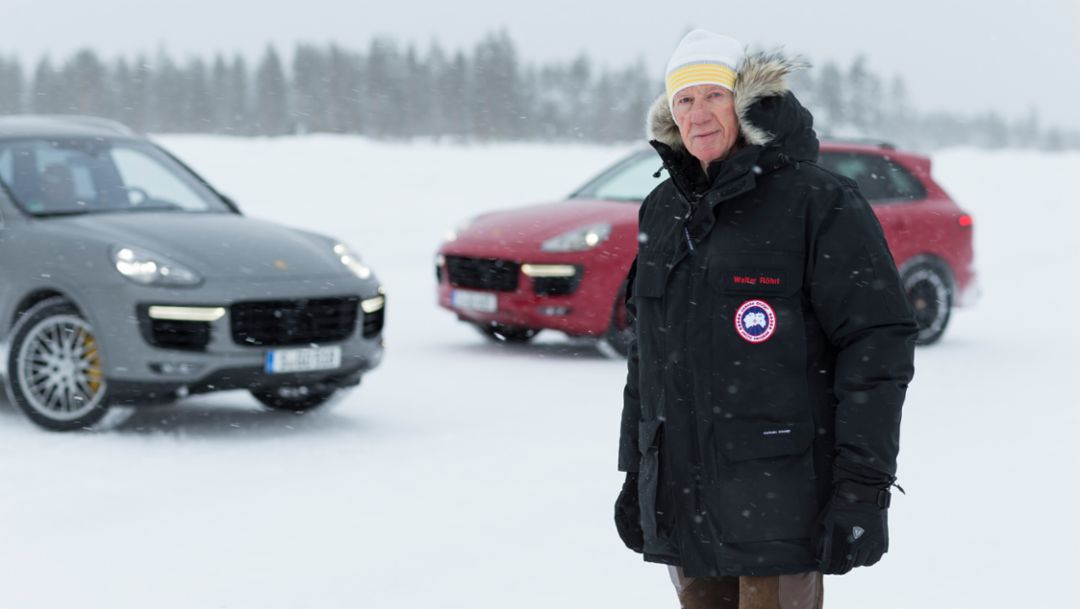 Walter Röhrl, Cayenne GTS, Cayenne Turbo S, Skelleftea, Schweden, 2015, Porsche AG