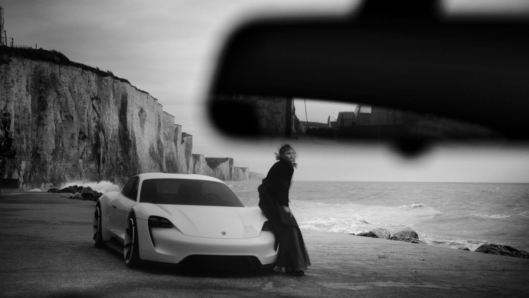 Mission E, shoot with phographer to the stars Peter Lindbergh, Porsche Talent Project, Ault, France, 2018, Porsche AG