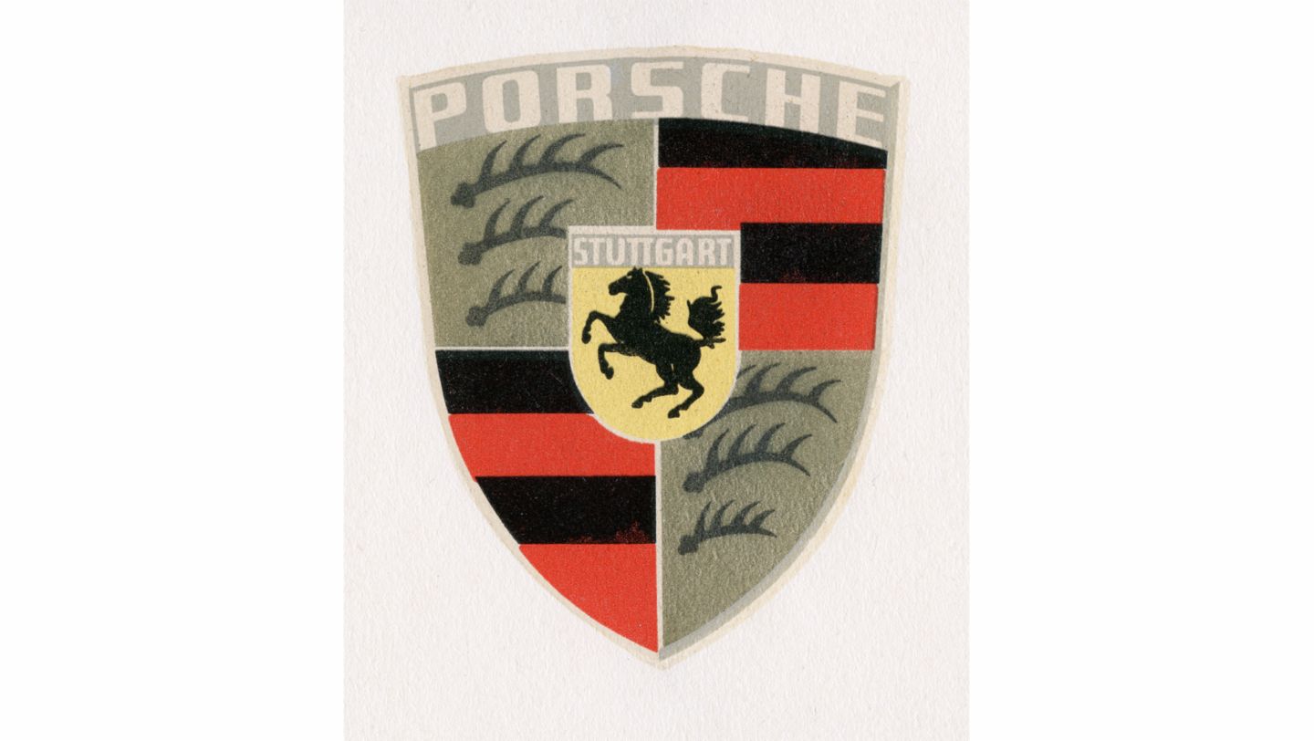 Escudo Porsche, primer boceto, año 1952, 2022, Porsche AG