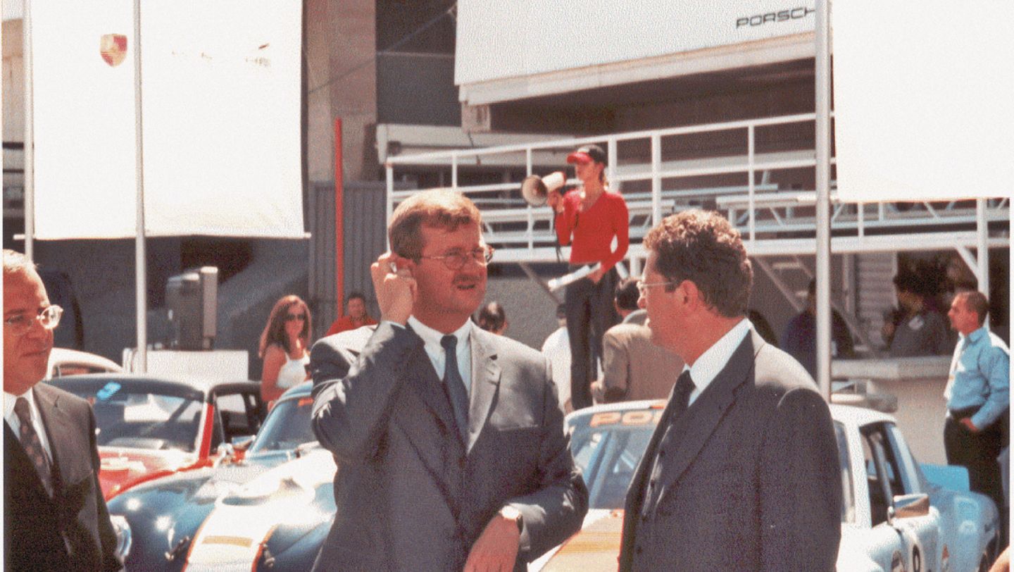 2001: Primer Porche Festival en México. Wendelin Wiedeking, Presidente de Porsche AG, y Thomas Straetzel, Presidente de Porsche Latin America.
