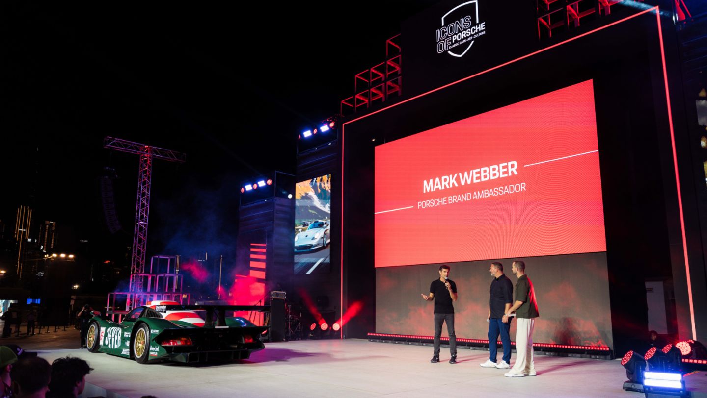 Porsche ambassador Mark Webber at Icons of Porsche 2024 in Dubai