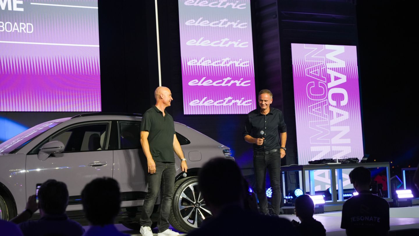 Oliver Blume, Chairman of the Executive Board at Porsche AG and Manfred Braeunl, CEO for Porsche Middle East and Africa, at Icons of Porsche 2024 in Dubai
