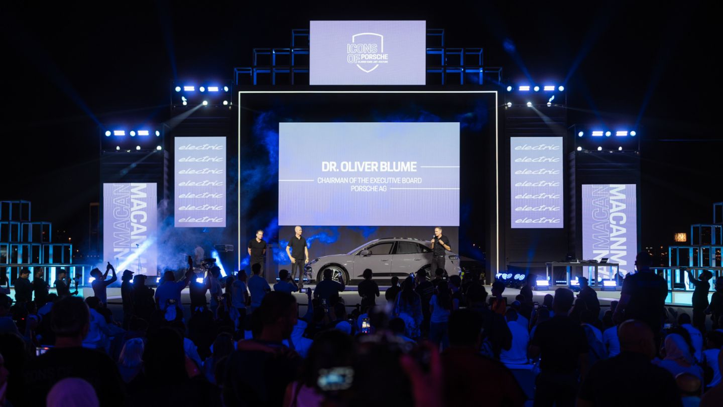 Oliver Blume, Chairman of the Executive Board at Porsche AG, introduced the new Macan at Icons of Porsche 2024 in Dubai